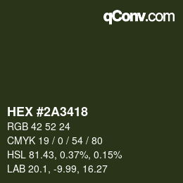 Color code: HEX #2A3418 | qconv.com