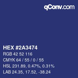 Color code: HEX #2A3474 | qconv.com