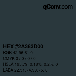 カラーコード: HEX #2A383D00 | qconv.com
