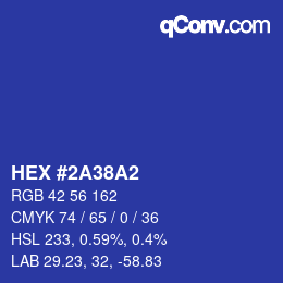 颜色代码: HEX #2A38A2 | qconv.com