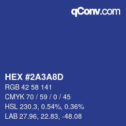 カラーコード: HEX #2A3A8D | qconv.com