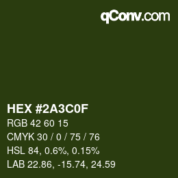 カラーコード: HEX #2A3C0F | qconv.com