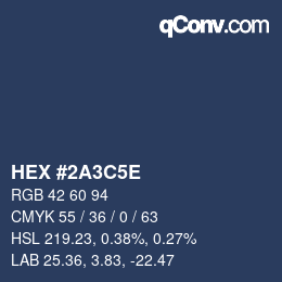 カラーコード: HEX #2A3C5E | qconv.com