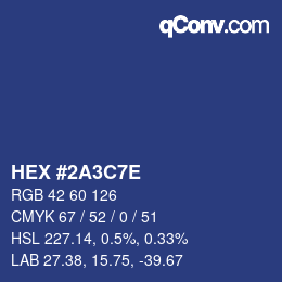 カラーコード: HEX #2A3C7E | qconv.com