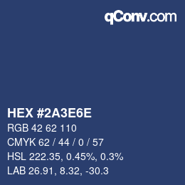 Color code: HEX #2A3E6E | qconv.com