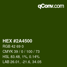 颜色代码: HEX #2A4500 | qconv.com