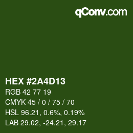 颜色代码: HEX #2A4D13 | qconv.com