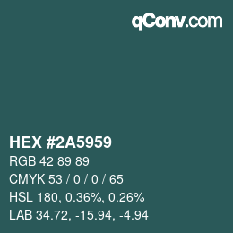 Código de color: HEX #2A5959 | qconv.com