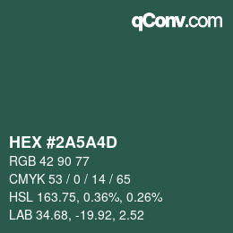 Color code: HEX #2A5A4D | qconv.com