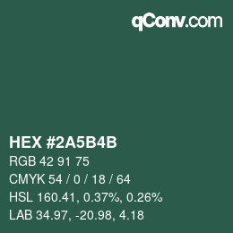 Color code: HEX #2A5B4B | qconv.com