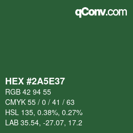 Código de color: HEX #2A5E37 | qconv.com