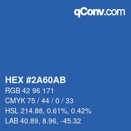 Farbcode: HEX #2A60AB | qconv.com