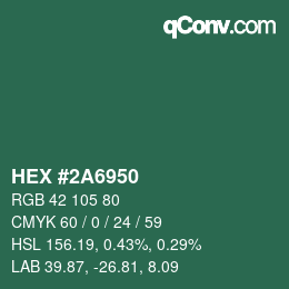 Color code: HEX #2A6950 | qconv.com