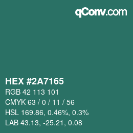 カラーコード: HEX #2A7165 | qconv.com