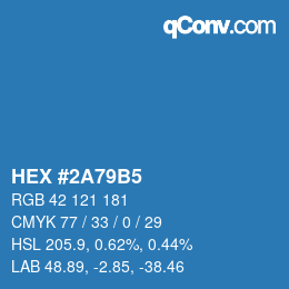 カラーコード: HEX #2A79B5 | qconv.com