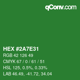 Color code: HEX #2A7E31 | qconv.com