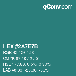 Color code: HEX #2A7E7B | qconv.com