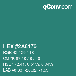 Color code: HEX #2A8176 | qconv.com