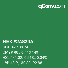 カラーコード: HEX #2A824A | qconv.com