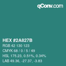 Color code: HEX #2A827B | qconv.com