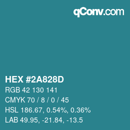 Color code: HEX #2A828D | qconv.com