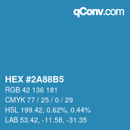 カラーコード: HEX #2A88B5 | qconv.com