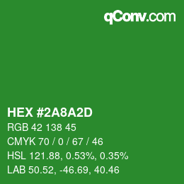 Color code: HEX #2A8A2D | qconv.com