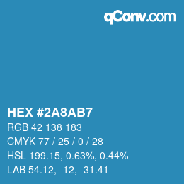 颜色代码: HEX #2A8AB7 | qconv.com