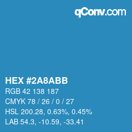 カラーコード: HEX #2A8ABB | qconv.com