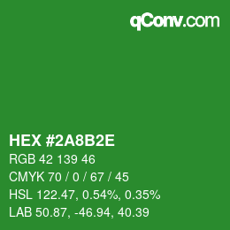 Color code: HEX #2A8B2E | qconv.com