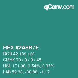 Color code: HEX #2A8B7E | qconv.com