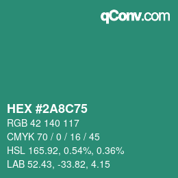 Color code: HEX #2A8C75 | qconv.com