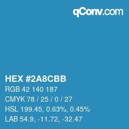 カラーコード: HEX #2A8CBB | qconv.com