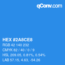 カラーコード: HEX #2A8CE8 | qconv.com