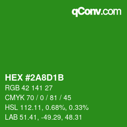 Color code: HEX #2A8D1B | qconv.com