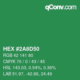 カラーコード: HEX #2A8D50 | qconv.com