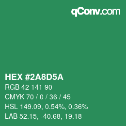 カラーコード: HEX #2A8D5A | qconv.com
