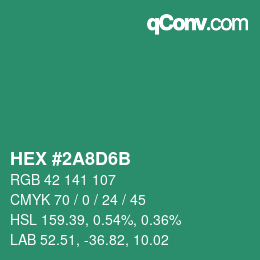 Color code: HEX #2A8D6B | qconv.com
