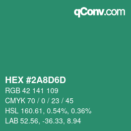 Color code: HEX #2A8D6D | qconv.com
