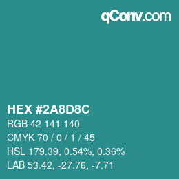 Color code: HEX #2A8D8C | qconv.com