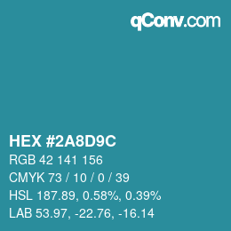 Color code: HEX #2A8D9C | qconv.com
