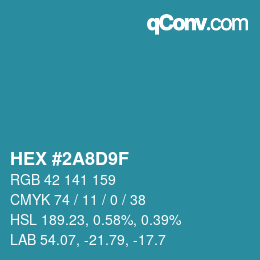 Color code: HEX #2A8D9F | qconv.com