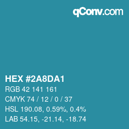 カラーコード: HEX #2A8DA1 | qconv.com