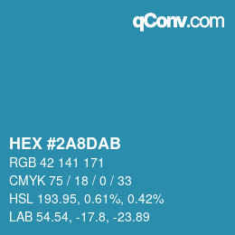 カラーコード: HEX #2A8DAB | qconv.com