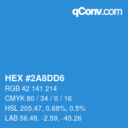 颜色代码: HEX #2A8DD6 | qconv.com