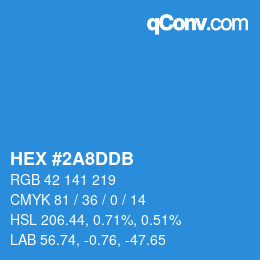 颜色代码: HEX #2A8DDB | qconv.com