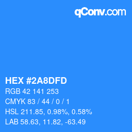 カラーコード: HEX #2A8DFD | qconv.com
