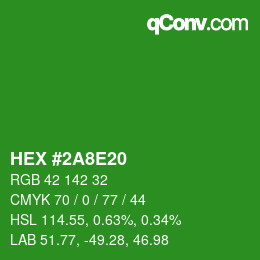 Farbcode: HEX #2A8E20 | qconv.com