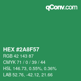 カラーコード: HEX #2A8F57 | qconv.com