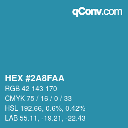 カラーコード: HEX #2A8FAA | qconv.com